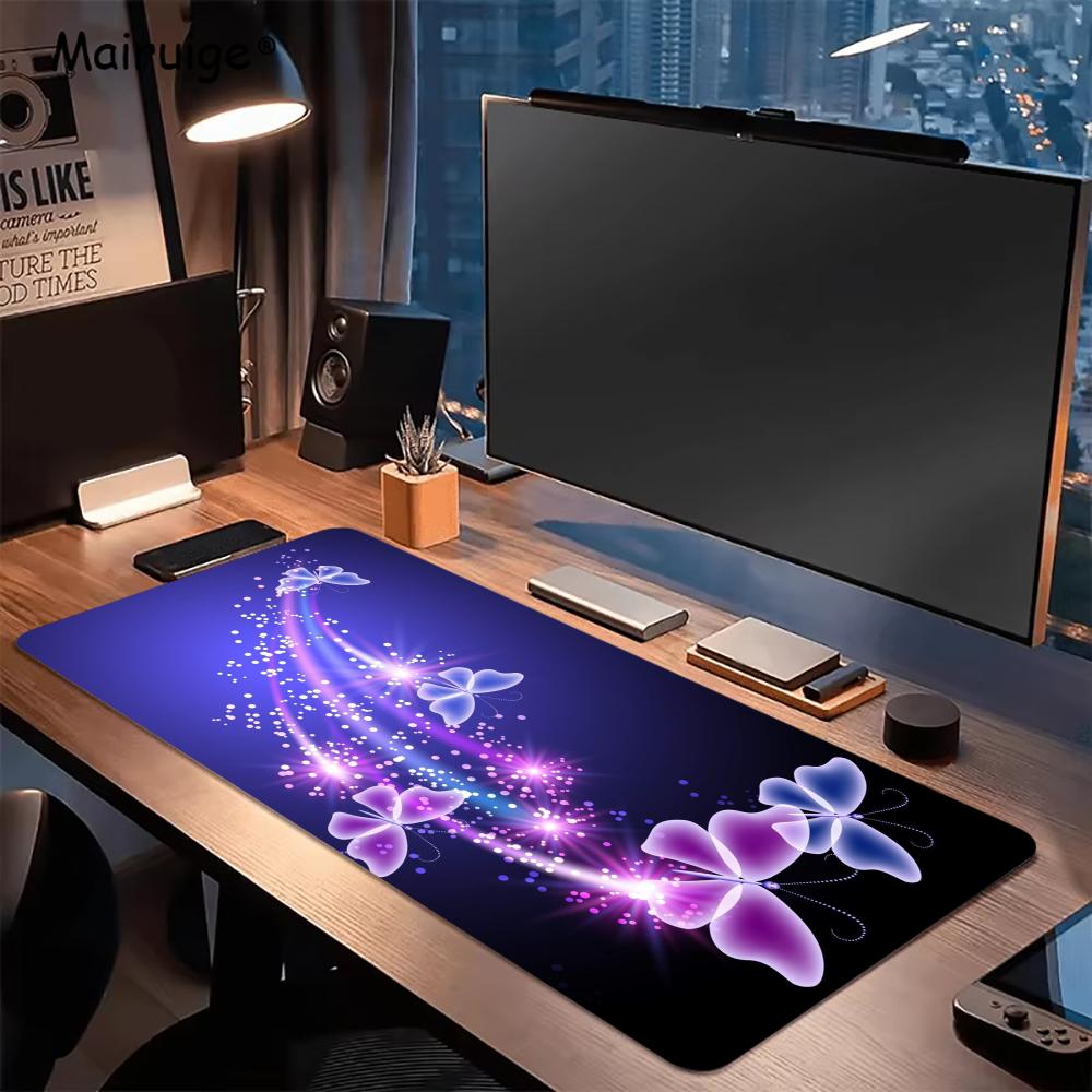 Desk Setup Artist - Radiant Purple Blue Artistic Butterfly Mouse