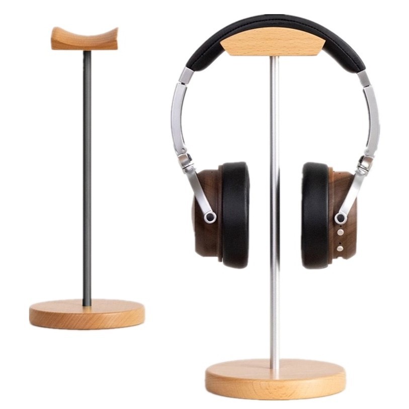 Desk Setup Desk - Black Walnut Wood & Aluminum Headphone