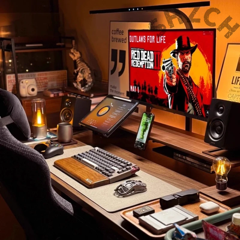 Desk Setup For Laptop And Monitor - Modular Walnut Monitor Stand for Ergonomic