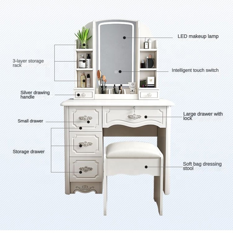 Girls White and pink Modern Wo - огляд і ціна Desk Vanity Setup