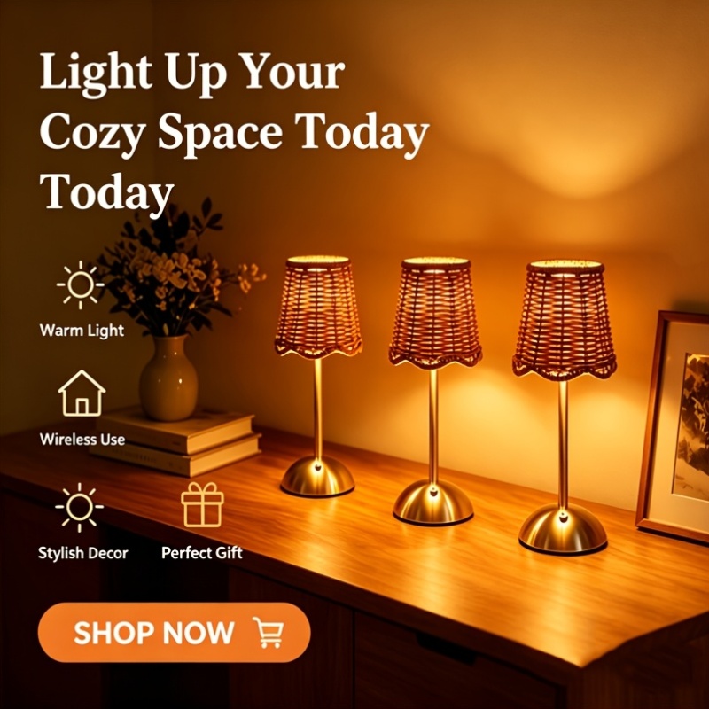 Bohemian Woven Rattan Art Tabl - огляд і ціна Desk Setup Lamp