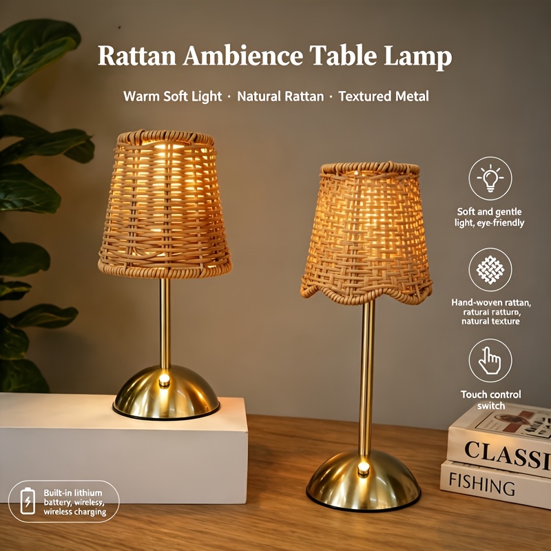 Bohemian Woven Rattan Art Tabl - огляд і ціна Desk Setup Lamp