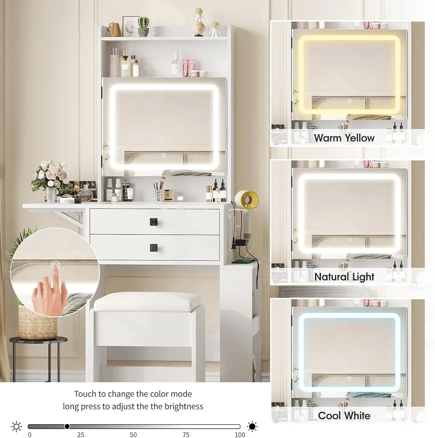 Small Makeup Vanity Desk with  - огляд і ціна Desk Vanity Setup