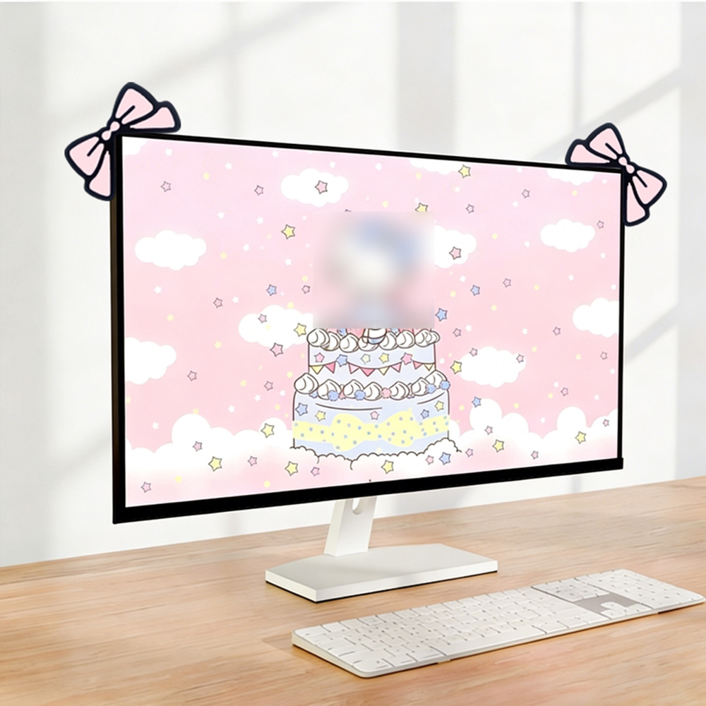 Cute Pink Bow Monitor Decor Ka - огляд і ціна Desk Setup For Laptop And Monitor
