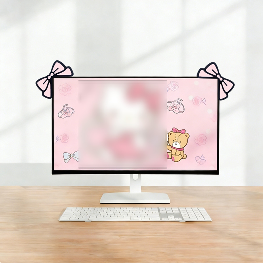 Cute Pink Bow Monitor Decor Ka - огляд і ціна Desk Setup For Laptop And Monitor