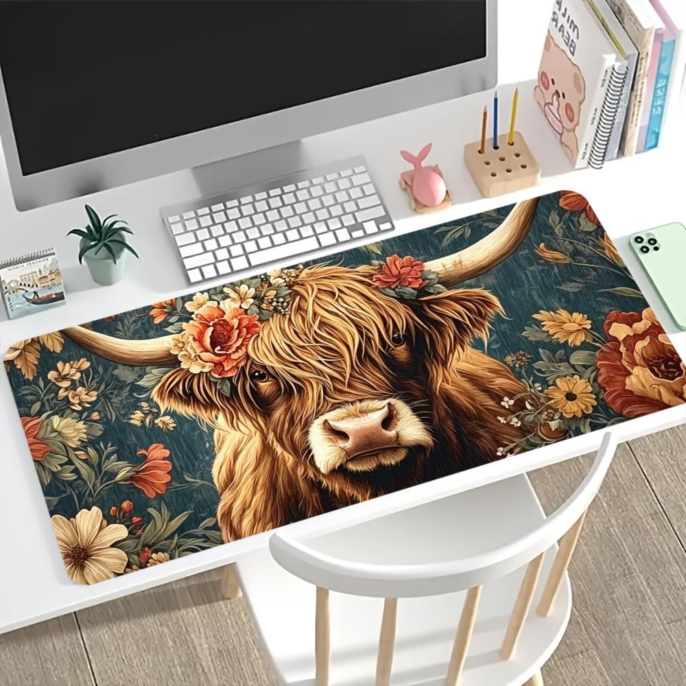 Vintage Highland Cow Floral Ga - огляд і ціна Desk Setup Gaming Pc