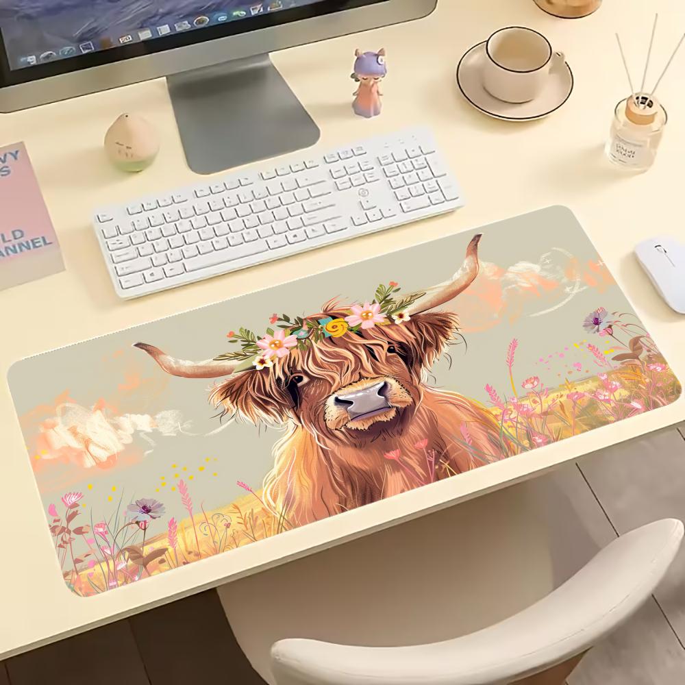 Vintage Highland Cow Floral Ga - огляд і ціна Desk Setup Gaming Pc