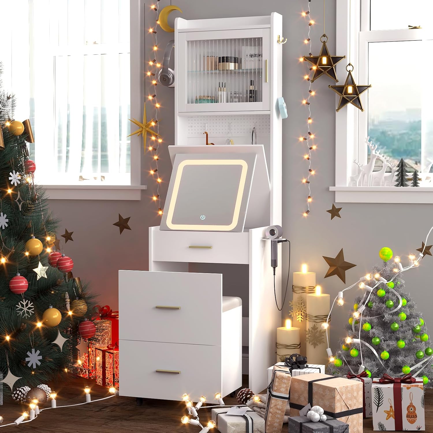 3 in 1 Vanity Desk with Fold-u - огляд і ціна Desk Vanity Setup