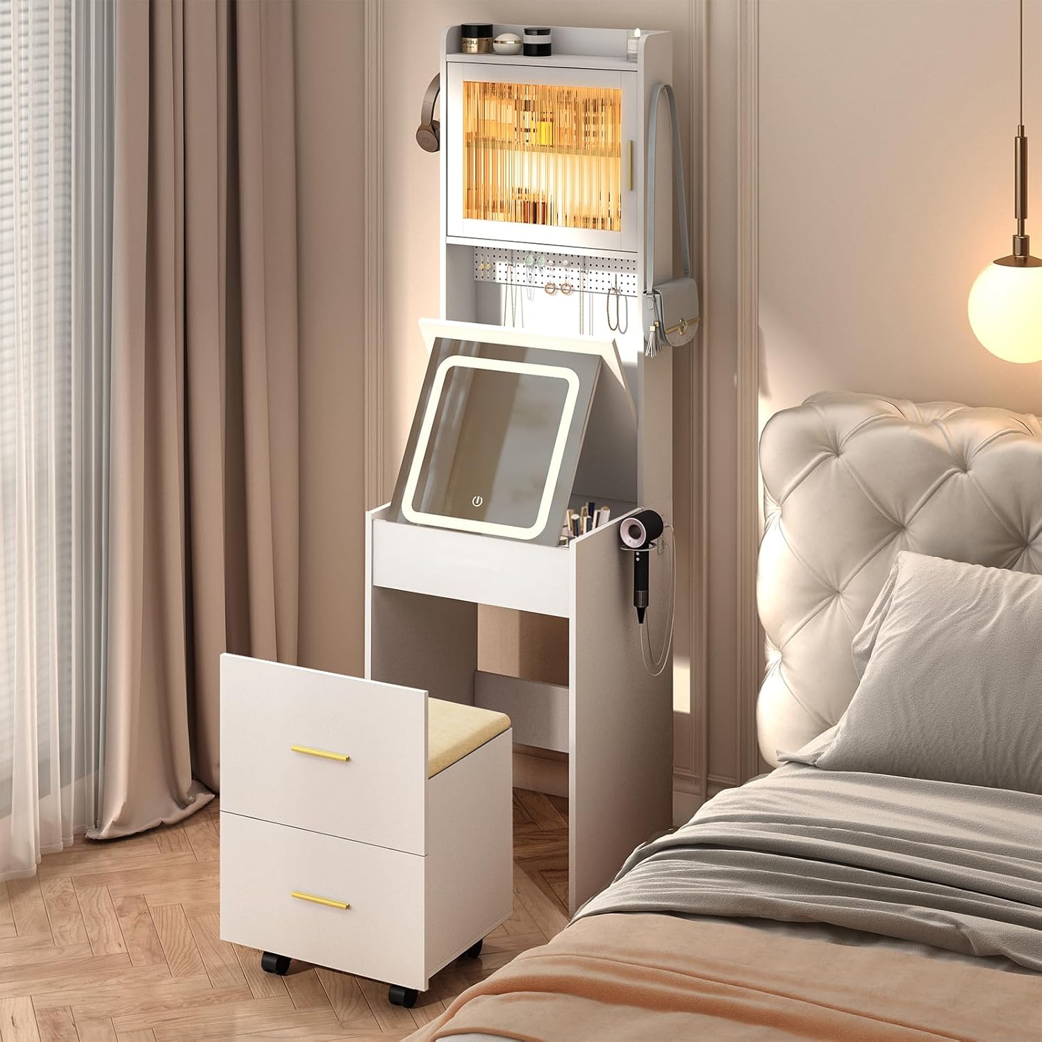 3 in 1 Vanity Desk with Fold-u - огляд і ціна Desk Vanity Setup