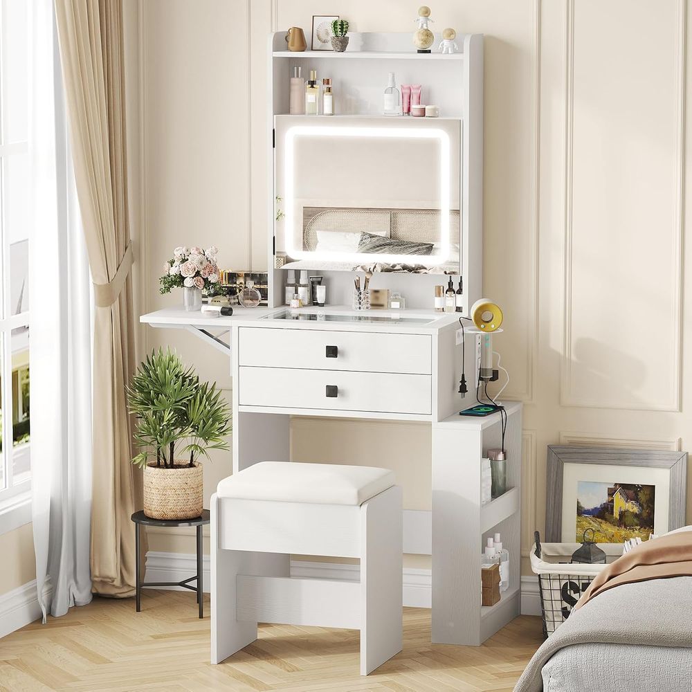 Vabches Small Makeup Vanity De - огляд і ціна Desk Vanity Setup