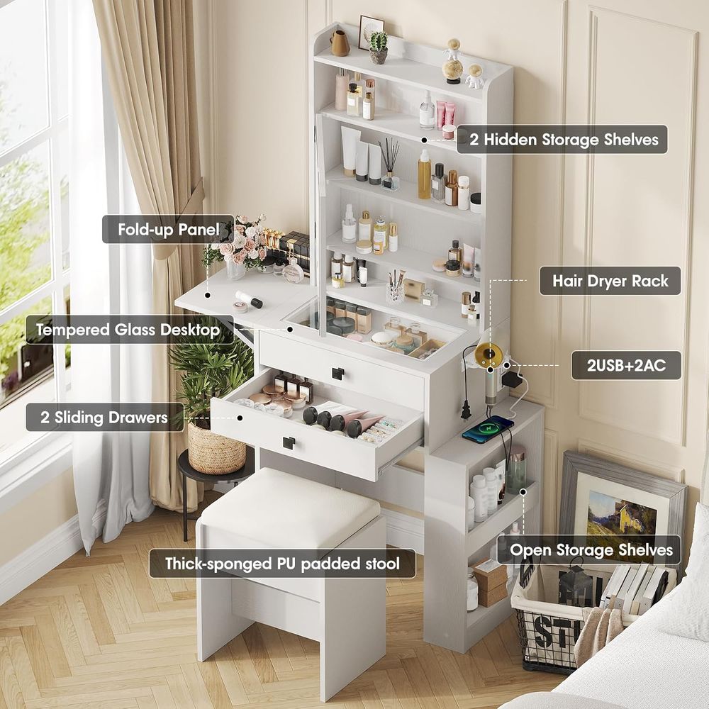 Vabches Small Makeup Vanity De - огляд і ціна Desk Vanity Setup