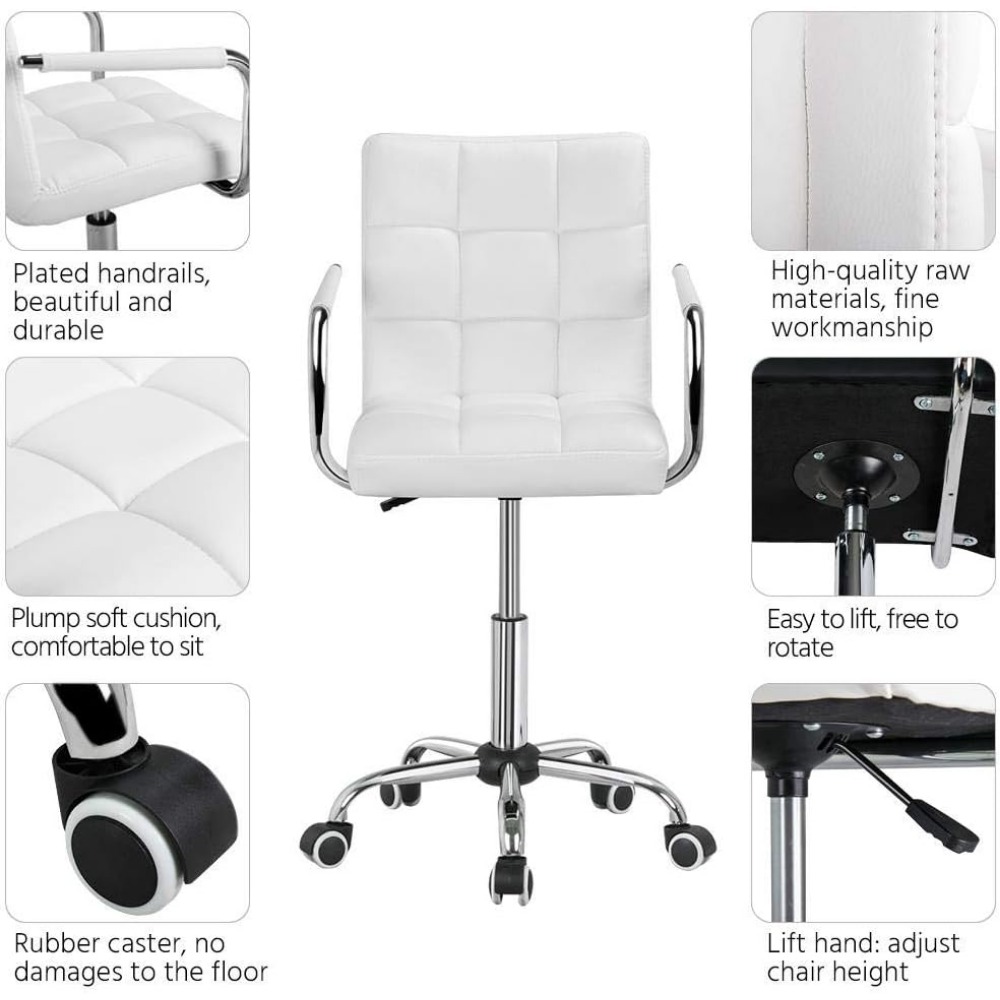 Vanity Desk Chair - Tufted PU  - огляд і ціна Desk Vanity Setup
