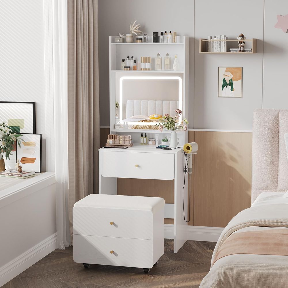Up Vanity Desk with Mirror and - огляд і ціна Desk Vanity Setup