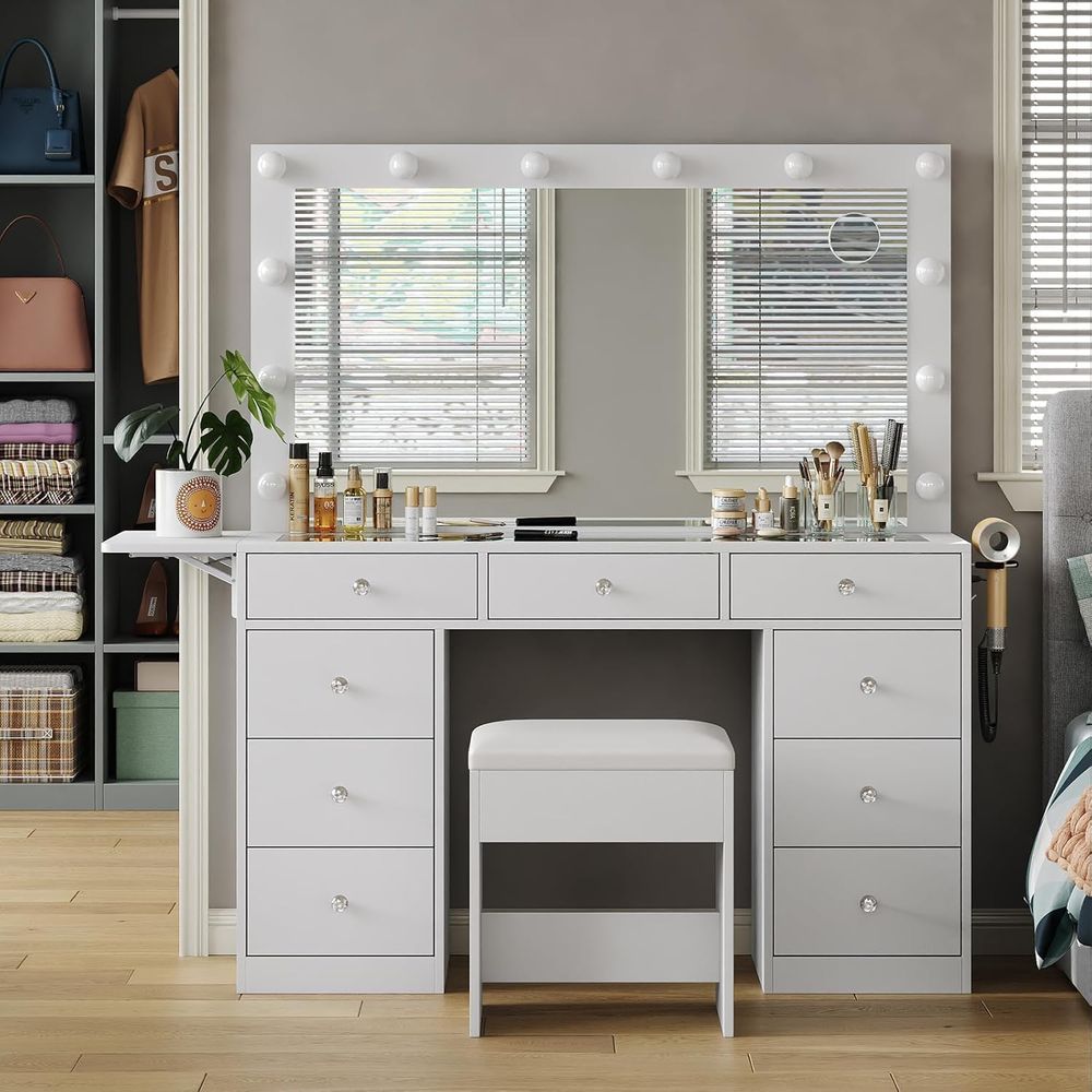 Vanity Desk with Power Outlet, - огляд і ціна Desk Vanity Setup