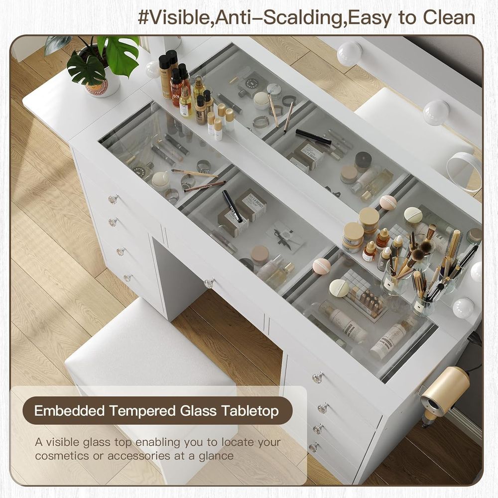 Vanity Desk with Power Outlet, - огляд і ціна Desk Vanity Setup